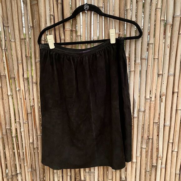 Ralph Lauren Collection purple label  100% Suede Midi Flare Skirt sz 8 old money - Picture 4 of 8